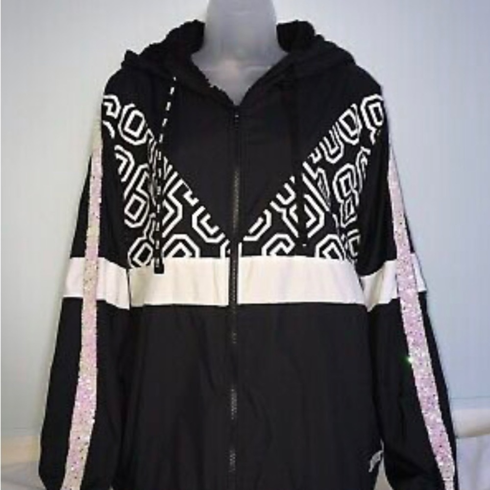 Rare Pink Victoria’s Secret Full Zip Sherpa Lined Jacket Anorak Windbreaker